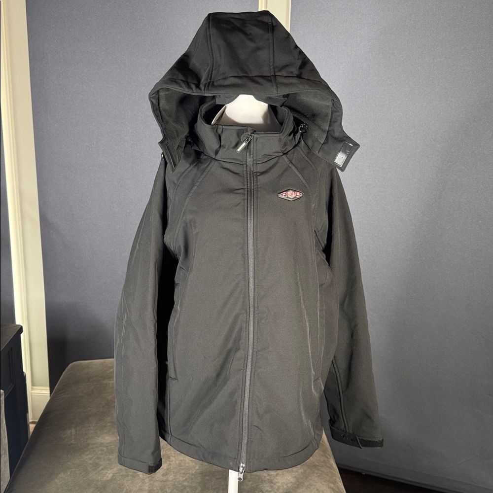 Wasoto Women’s Black Heated Jacket Removable Hood Zip Up Size 2XL Battery Pack